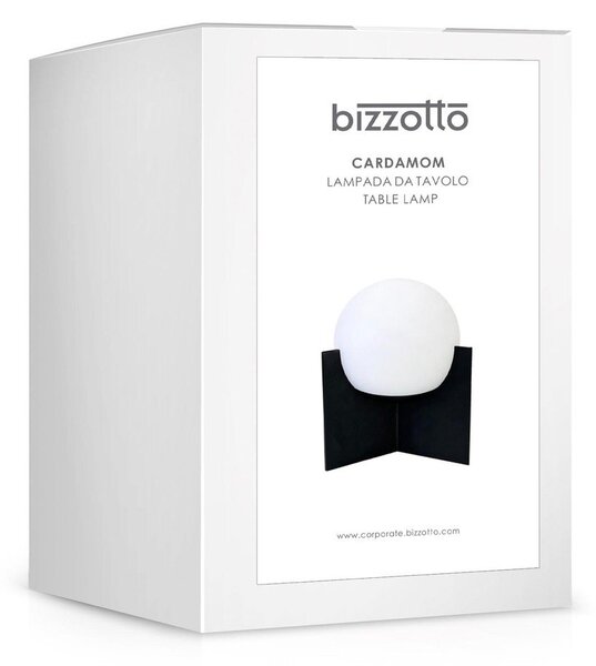 Lampada da tavolo LED nera in metallo con paralume in plastica con intensità regolabile (altezza totale 16 cm) Cardamom – Bizzotto