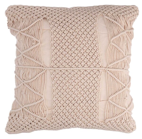 Fodera per Cuscino Decorativo Quadrato 40x40 cm in Tessuto Macramè Ecrù