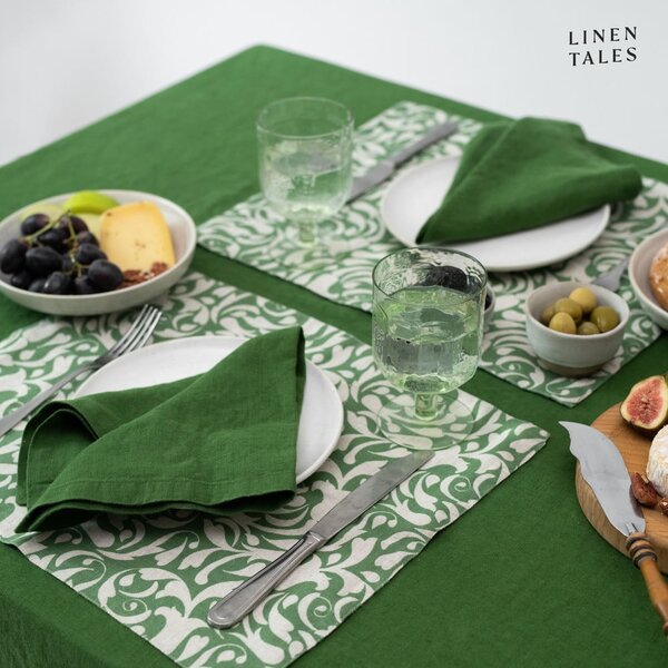 Tovaglietta in lino 35x45 cm Evergreen Damask – Linen Tales