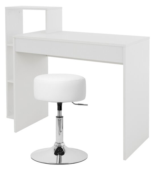 ML-Design scrivania con sgabello, bianco, scrivania per computer con ripiano, sgabello imbottito sgabello Ø33cm girevole e regolabile in altezza