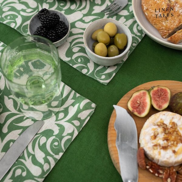 Tovaglietta in lino 35x45 cm Evergreen Damask – Linen Tales