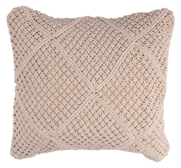 Fodera per Cuscino Decorativo Quadrato 40x40 cm in Tessuto Macramè Ecrù