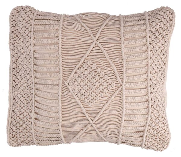 Fodera per Cuscino Decorativo Quadrato 45x45 cm in Tessuto Macramè Ecrù