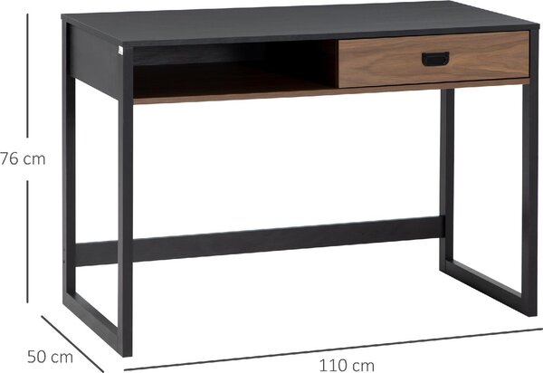 DecHome Scrittoio Industriale Dimensioni 110x50x76 cm colore Nero/Noce