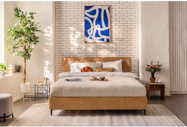 Letto matrimoniale imbottito color senape con materasso incluso/con rete inclusa 160x200 cm Noira Slim – Bonami Selection