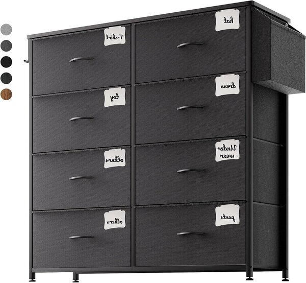 Cassettiera in tessuto - Mobile contenitore - Organizzazione degli spazi - 8 cassetti grandi - Larghezza 45 cm - Grigio antracite