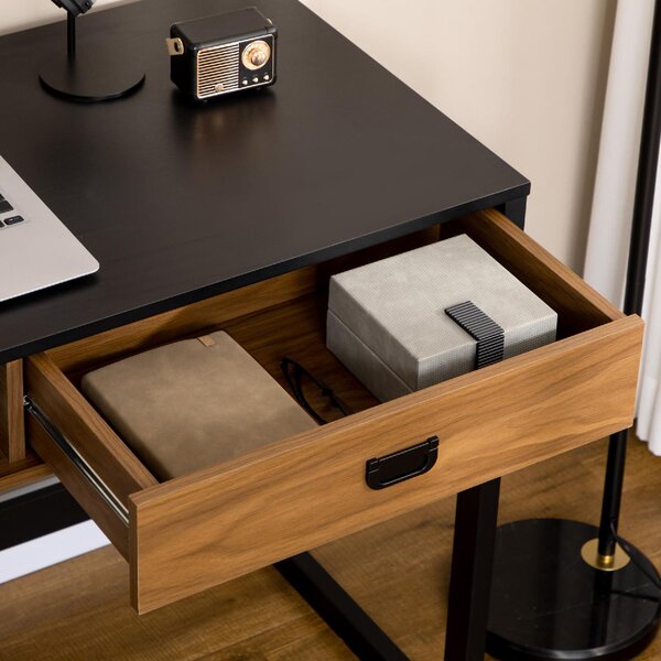 DecHome Scrittoio Industriale Dimensioni 110x50x76 cm colore Nero/Noce