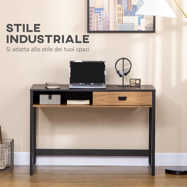 DecHome Scrittoio Industriale Dimensioni 110x50x76 cm colore Nero/Noce