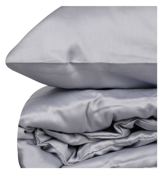 Set copripiumino e federa grigio in raso di cotone per letto matrimoniale/per letto esteso 240x220 cm Elegant – Mijolnir