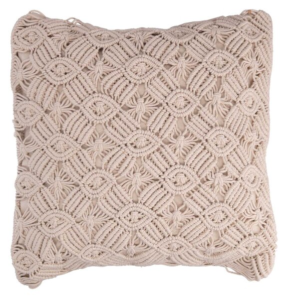 Fodera per Cuscino Decorativo Quadrato 40x40 cm in Tessuto Macramè Ecrù