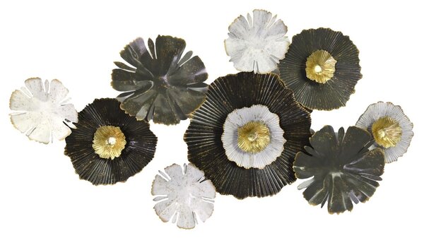 Pannello Decorativo da Parete Fiori 90,8x6,4x48,3 cm in Metallo Verde
