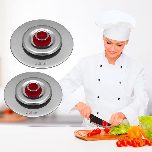 Kit 2 Coperchi Magici Antiodore Ventur Magic Ø25, Ø35 cm Cooker in Acciaio Inox Pomello Rosso