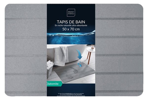 Tappetino per il bagno grigio 50x70 cm Baline – douceur d'intérieur