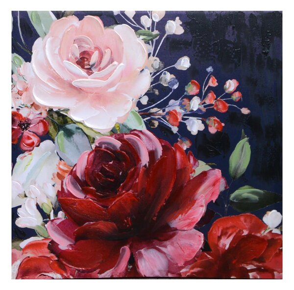 Quadro Rose 50x50xh2,5 cm in Legno Multicolore