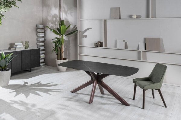 Tavolo Rettangolare 90x180x76 cm in Ceramica Marmo Gemini Nero