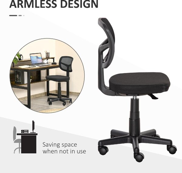 DecHome Sedia da Ufficio con Ruote in Tessuto Mesh colore Nero
