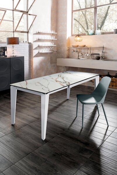 Tavolo Allungabile 80x120/170x76 cm in Ceramica Marmo Calacatta Ceramica 2