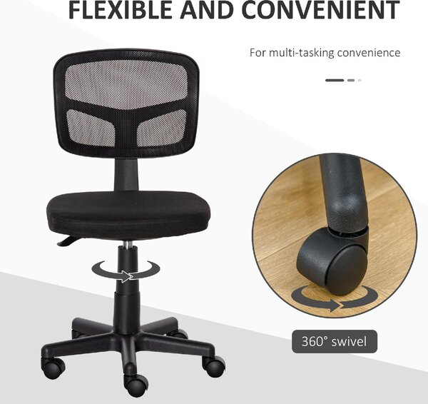 DecHome Sedia da Ufficio con Ruote in Tessuto Mesh colore Nero