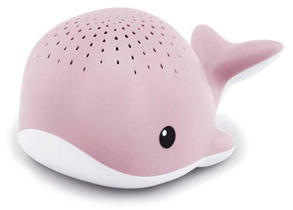 Balena Proiettore Cielo e Goccioline 9x15x8 cm in Plastica Rosa-Bianco