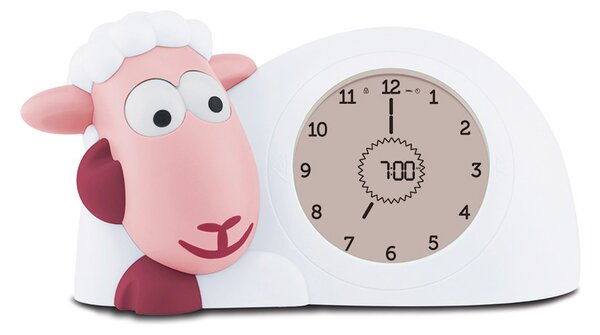 Orologio Pecora Multifunzione 20x12x14 cm con Sveglia Bianco/Rosa