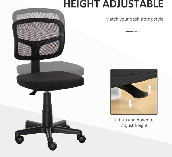 DecHome Sedia da Ufficio con Ruote in Tessuto Mesh colore Nero