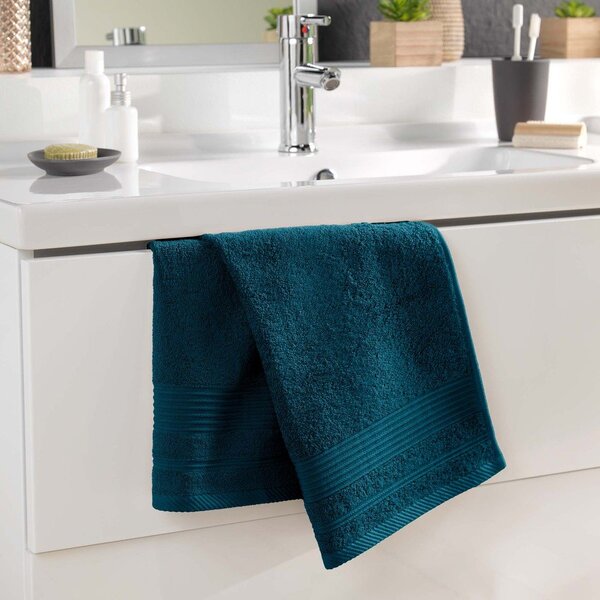 Asciugamano tipo terry blu scuro in cotone 50x90 cm Tendresse – douceur d'intérieur