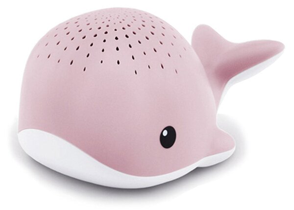 Balena Proiettore Cielo e Goccioline 9x15x8 cm in Plastica Rosa-Bianco