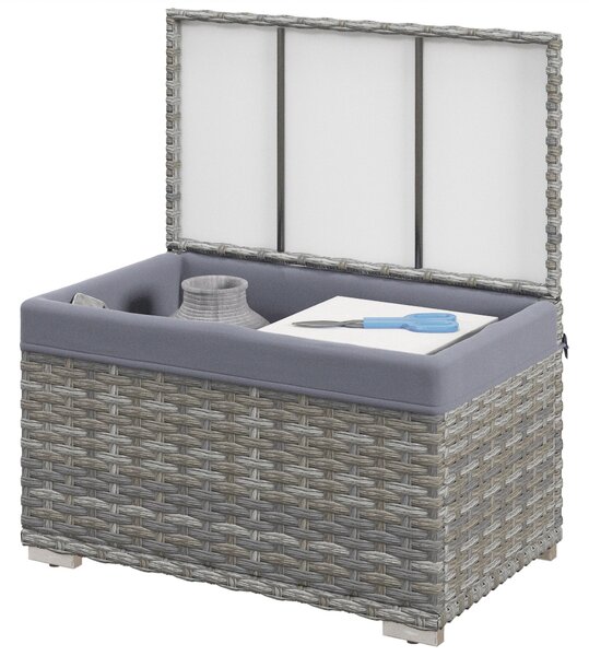Baule da Giardino 76x45x48 cm in Rattan PE Grigio