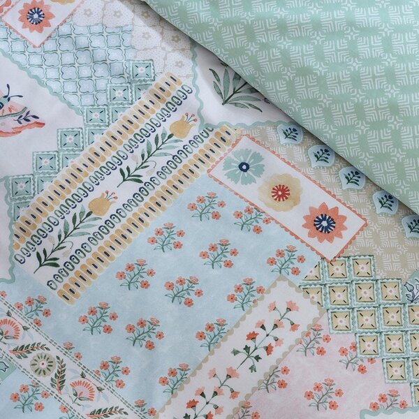 Set copripiumino e federa per letto singolo 135x200 cm Folk Patchwork – Catherine Lansfield
