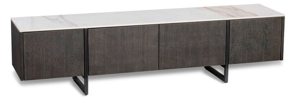 Mobile TV 40x180x45 cm in MDF e Ceramica Marmo Alpha Calacatta
