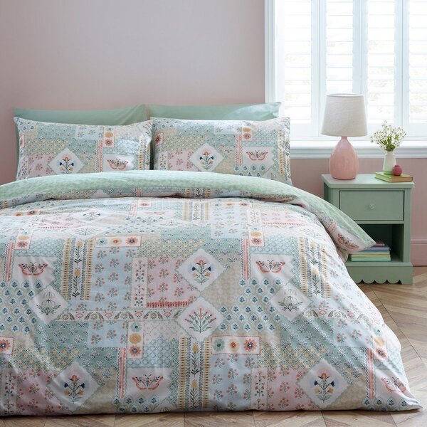 Set copripiumino e federa per letto singolo 135x200 cm Folk Patchwork – Catherine Lansfield