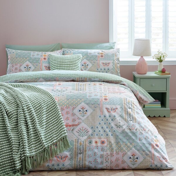 Set copripiumino e federa per letto singolo 135x200 cm Folk Patchwork – Catherine Lansfield