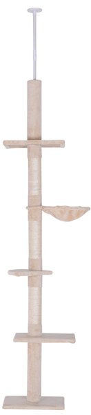 Albero Tiragraffi per Gatti Multilivello a Soffitto 40x34x230-260 cm Altezza Regolabile Beige