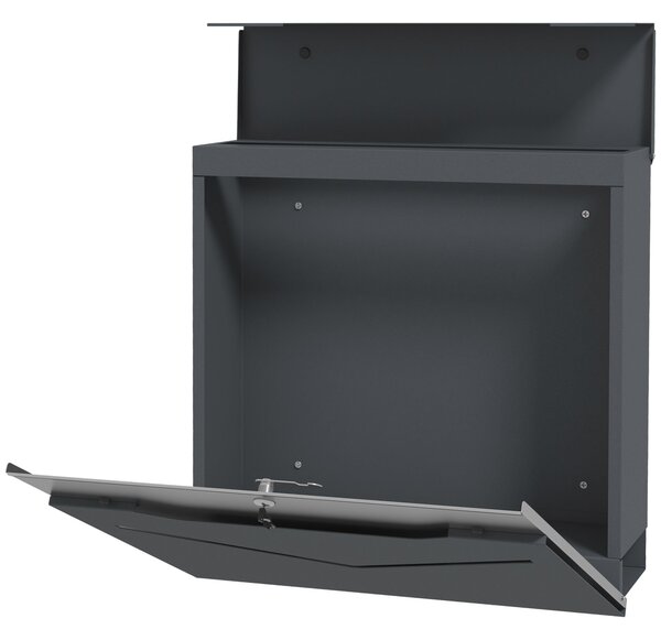 Cassetta Postale con Fessura a V 37x10,5x37 cm in Acciaio Grigia