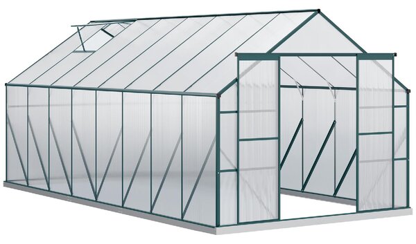 Brugel Serra da Giardino in Policarbonato Metallo e Alluminio Anti-UV e Antivento 244x500x216cm Verde - 533V01845