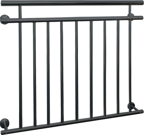 ECD Germany Balcone francese, 90x128 cm, con 9 barre di riempimento, antracite opaco e ruvido, ringhiera per balconi in acciaio verniciato a polvere