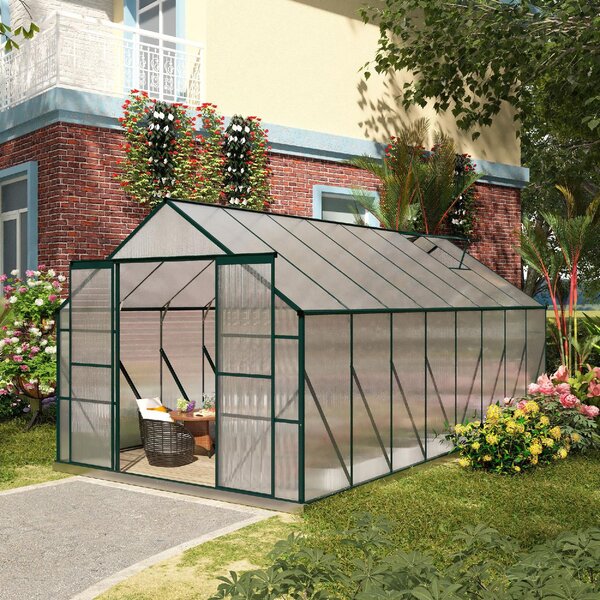 Brugel Serra da Giardino in Policarbonato Metallo e Alluminio Anti-UV e Antivento 244x500x216cm Verde - 533V01845
