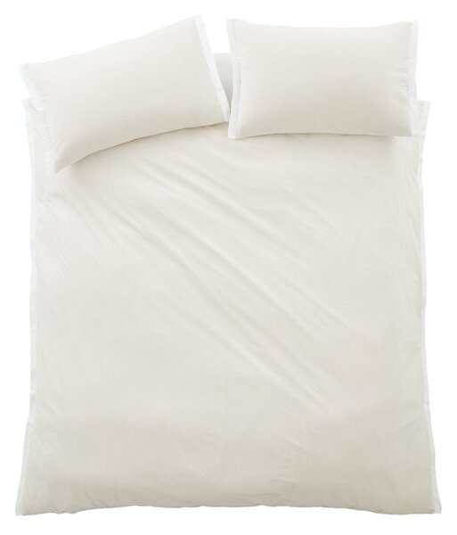 Set copripiumino e federa color crema in percalle di cotone per letto singolo 135x200 cm Seersucker Woven Stripe – Bianca