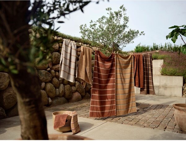 Asciugamano marrone/beige in cotone 70x140 cm Sauna – Zone