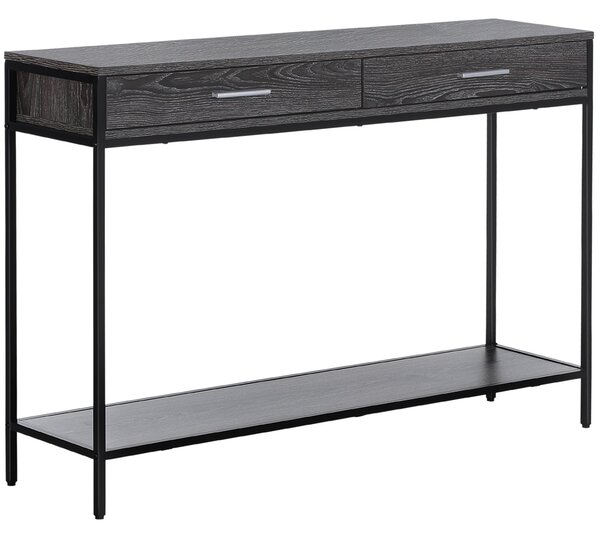 Consolle da Ingresso 2 Cassetti 120x30x81,5 cm in Legno e Acciaio Grigio