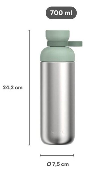 Bottiglia argentata/color salvia in acciaio inox 700 ml Vita – Mepal