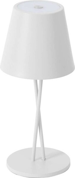Lindby Lampada da tavolo ricaricabile a LED Janea CROSS, bianco, metallo