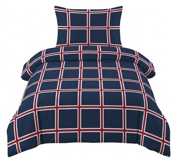 Set copripiumino e federa blu scuro in cotone per letto singolo 140x200 cm Frank – Cotton House