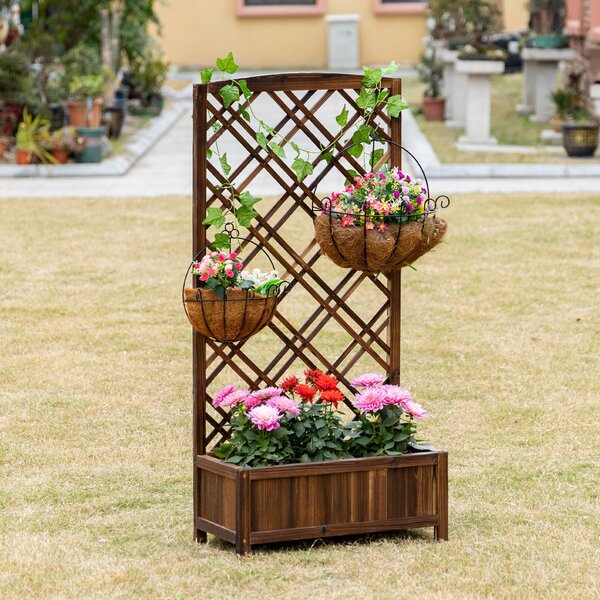 Fioriera da Esterno con Traliccio 60x30x122,5 cm in Legno Marrone