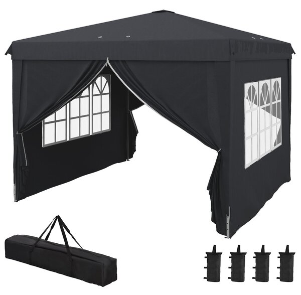 Gazebo Pieghevole 3x3m in Metallo Grigio