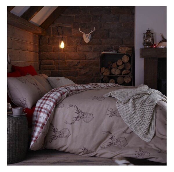Set copripiumino e federa beige per letto matrimoniale/per letto esteso 3 pezzi 230x220 cm Stag – Catherine Lansfield