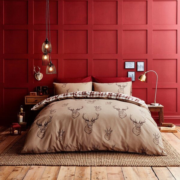 Set copripiumino e federa beige per letto matrimoniale/per letto esteso 3 pezzi 230x220 cm Stag – Catherine Lansfield
