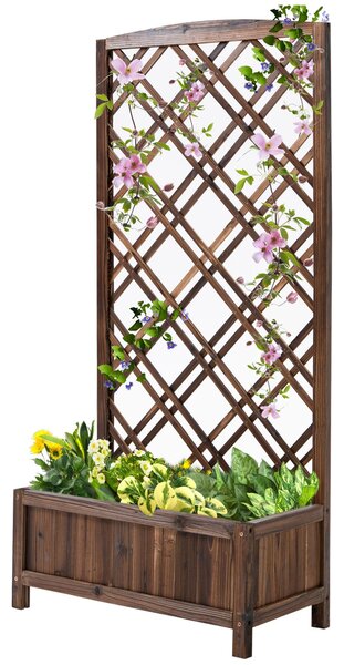 Fioriera da Esterno con Traliccio 60x30x122,5 cm in Legno Marrone
