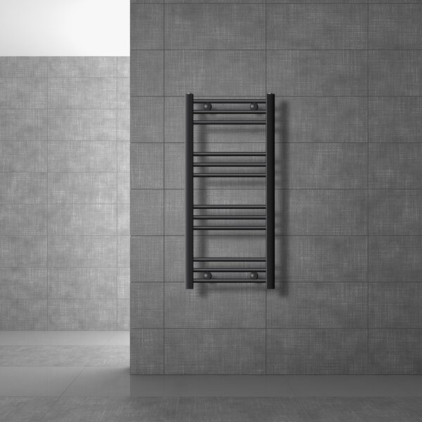 LuxeBath radiatore bagno Sahara, 400x800 mm, antracite, curvo con attacco laterale, senza elemento riscaldante