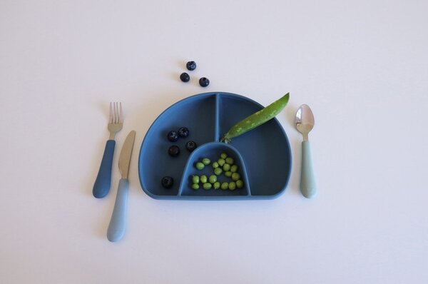 Posate per bambini verde/blu in silicone 3 pz Ocean Mix – Cam Cam Copenhagen